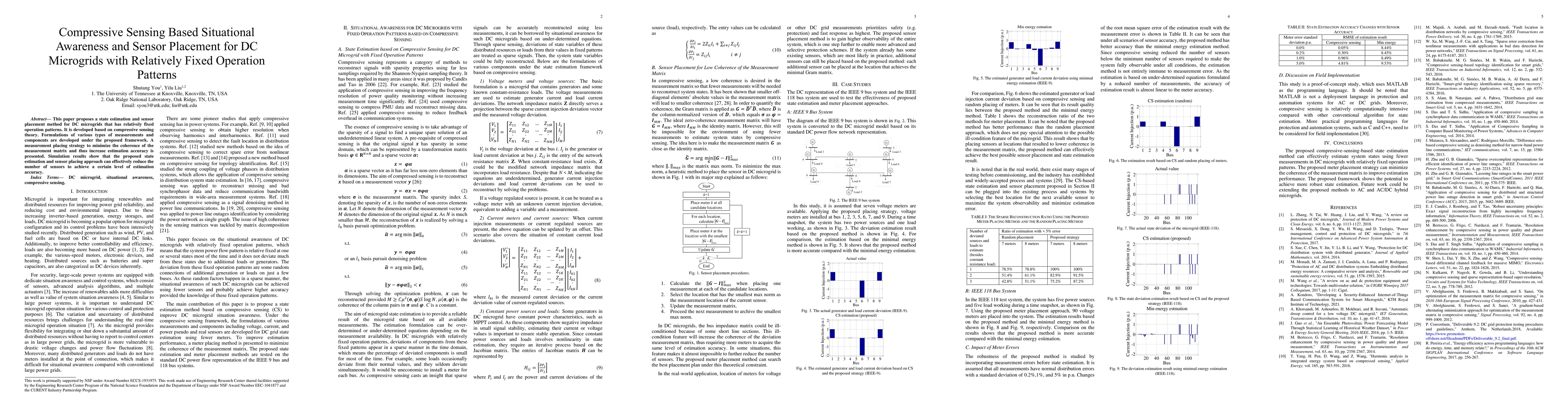 Thumbnail for Compressive Sensing Based Situational Awareness and Sensor Placement for
  DC Microgrids with Relatively Fixed Operation Patterns