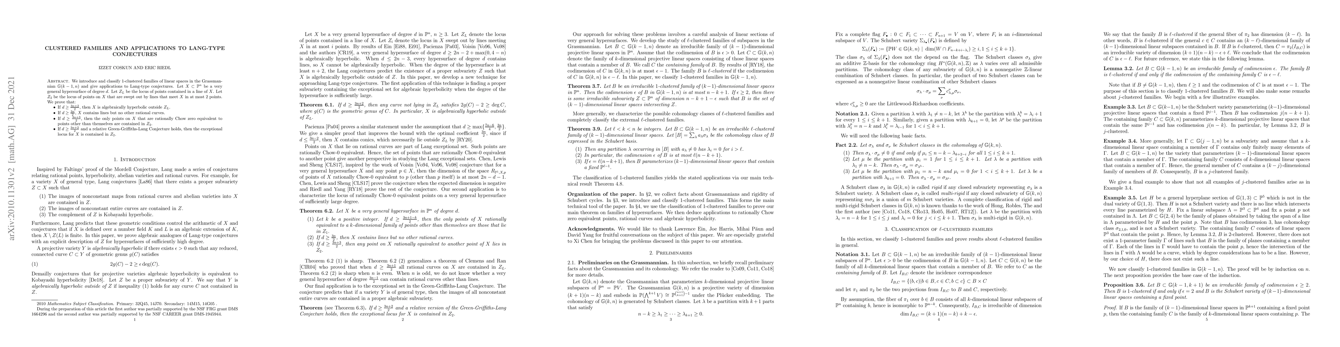 Thumbnail for Clustered families and applications to Lang-type conjectures