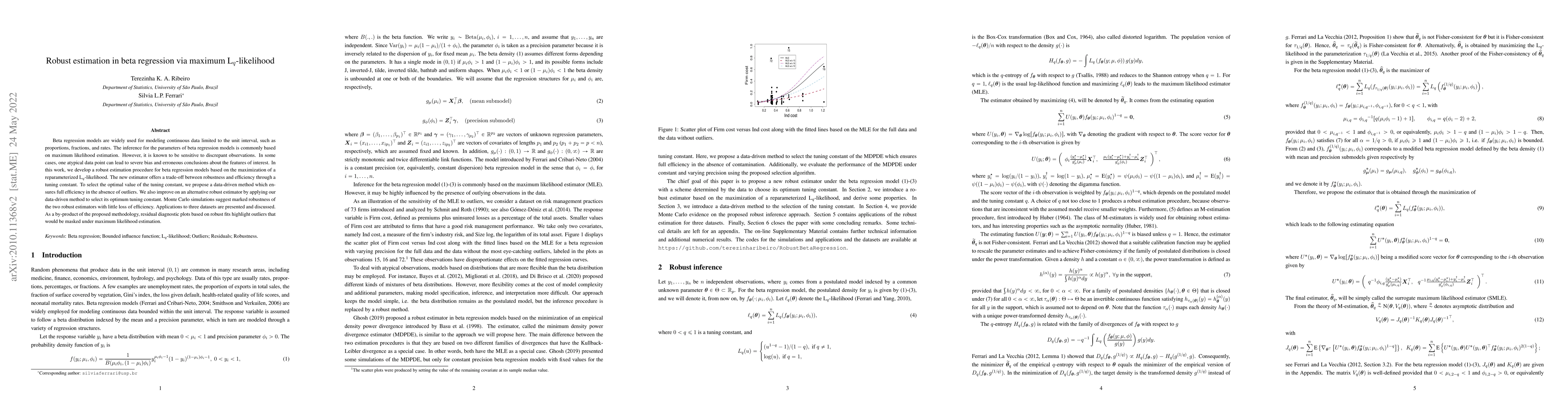 Thumbnail for Robust estimation in beta regression via maximum Lq-likelihood