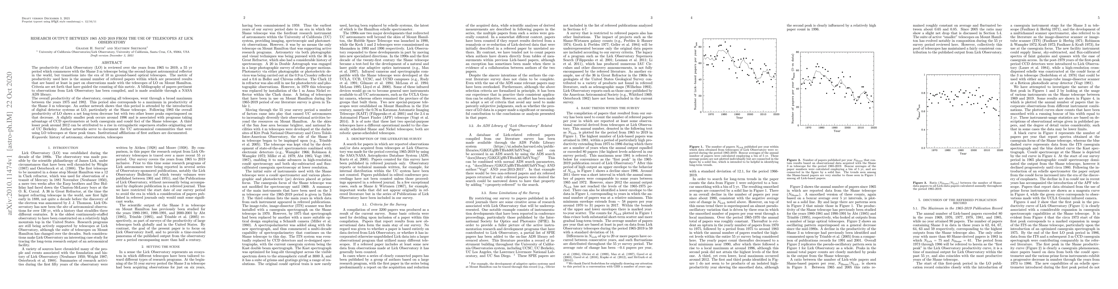 Thumbnail for Research Output from Lick Observatory for 1965-2019