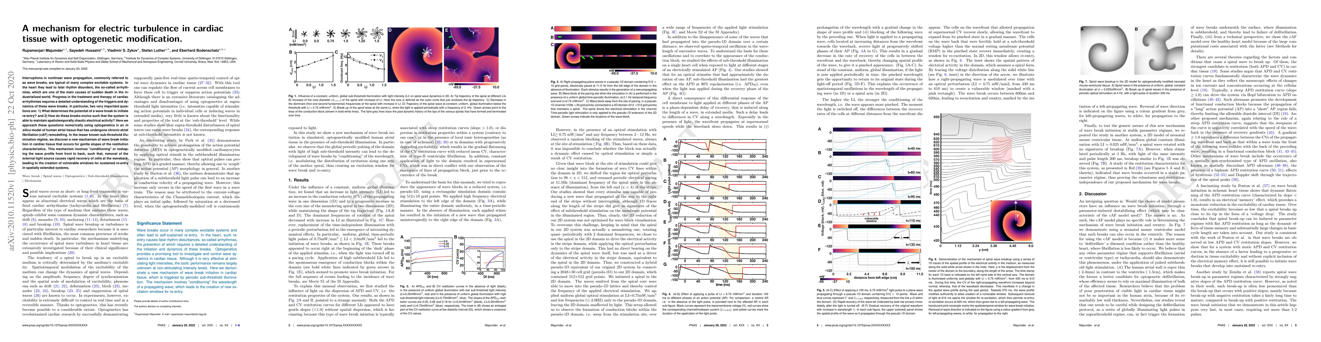 Thumbnail for A mechanism for electric turbulence in cardiac tissue with optogenetic
  modification