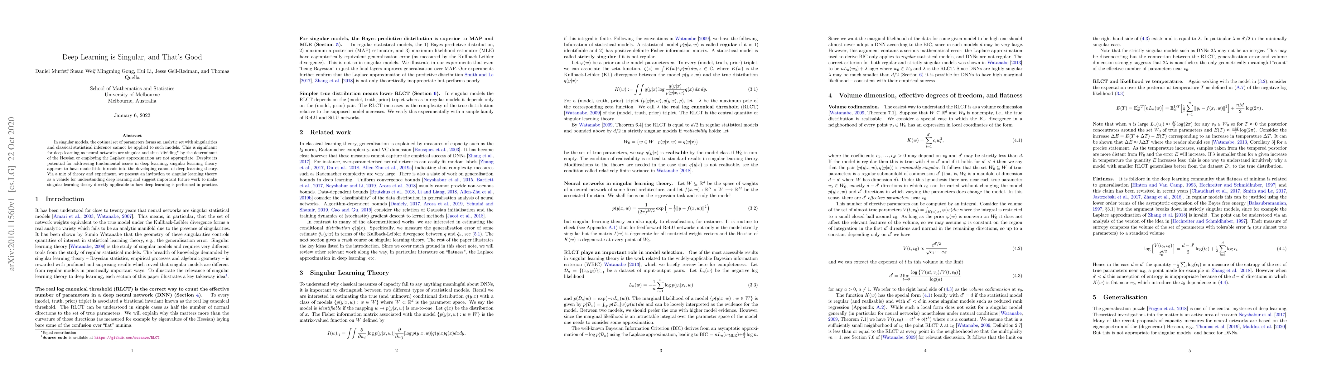 Thumbnail for Deep Learning is Singular, and That's Good