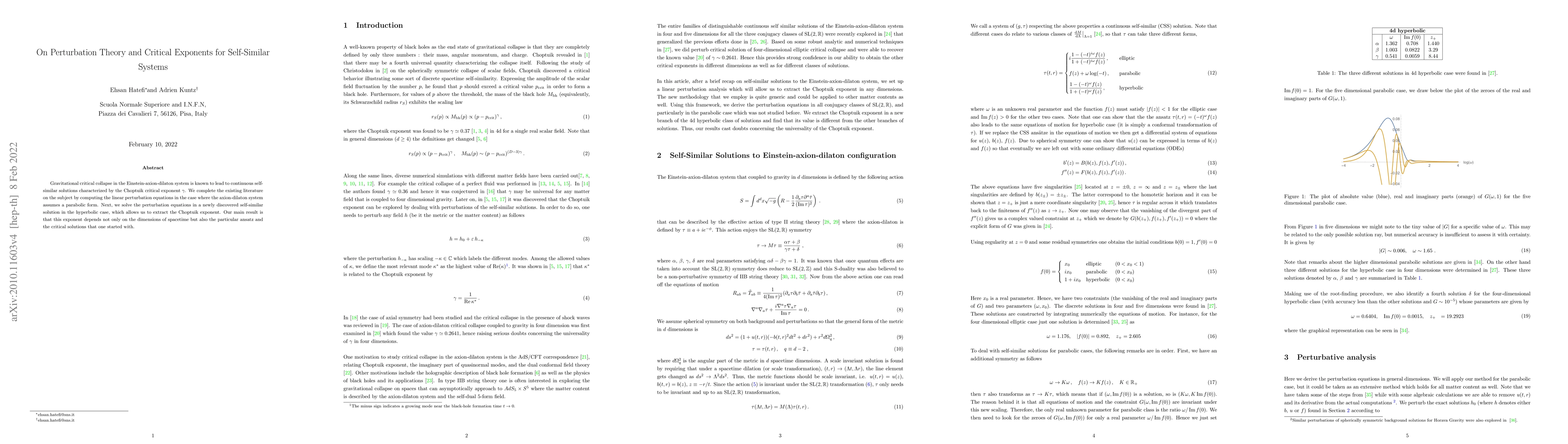 Thumbnail for On Perturbation Theory and Critical Exponents for Self-Similar Systems