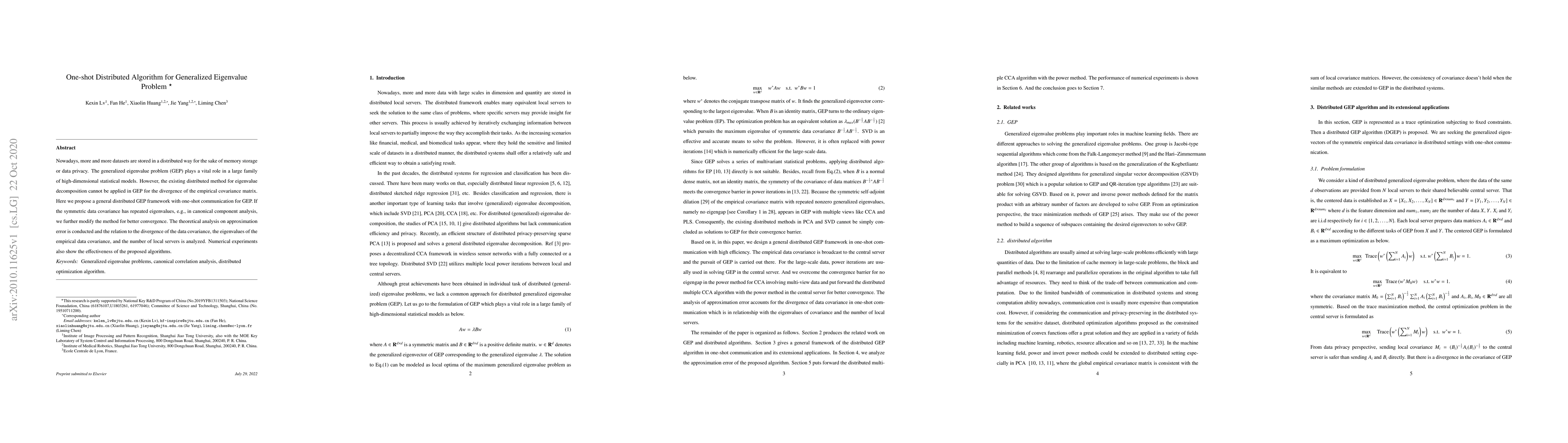 Thumbnail for One-shot Distributed Algorithm for Generalized Eigenvalue Problem