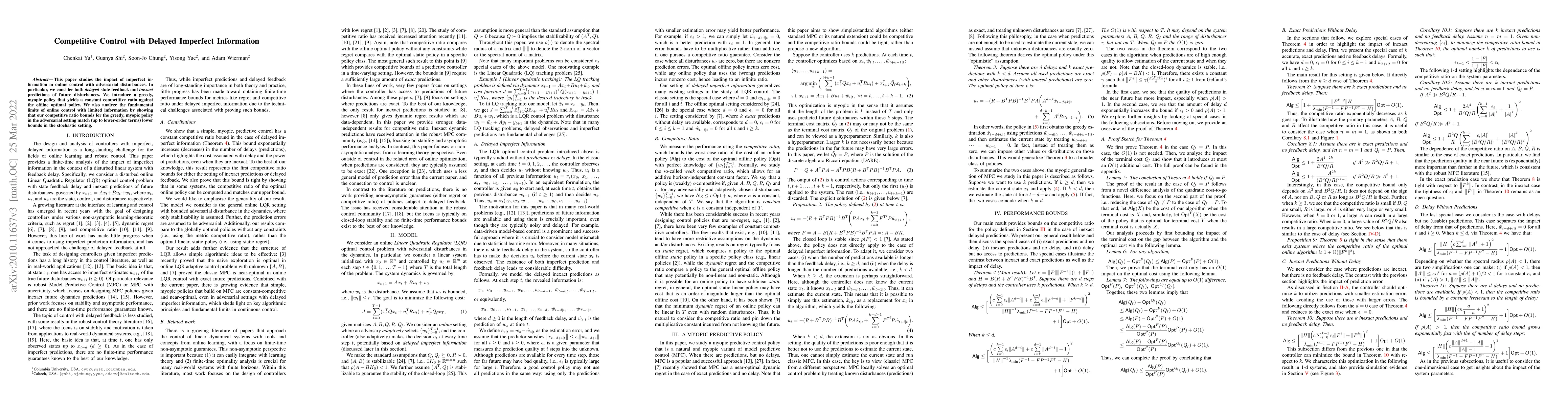 Thumbnail for Competitive Control with Delayed Imperfect Information