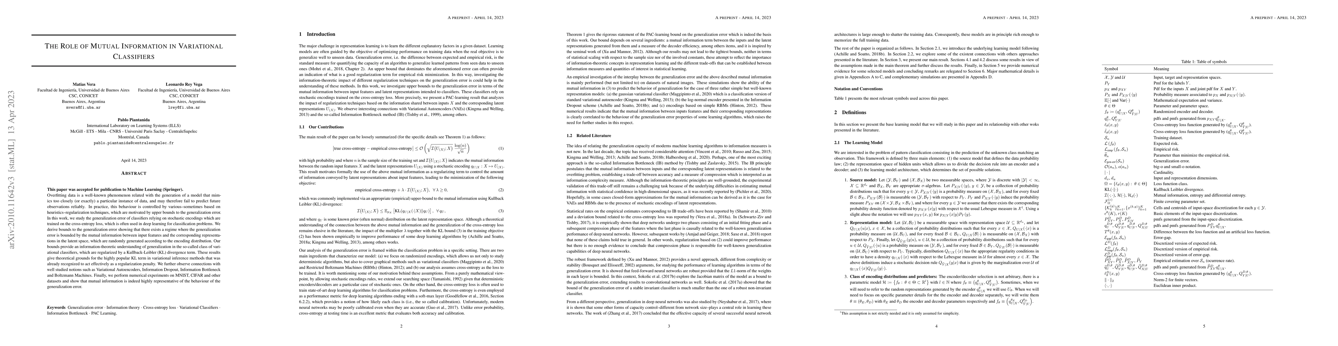 Thumbnail for The Role of Mutual Information in Variational Classifiers