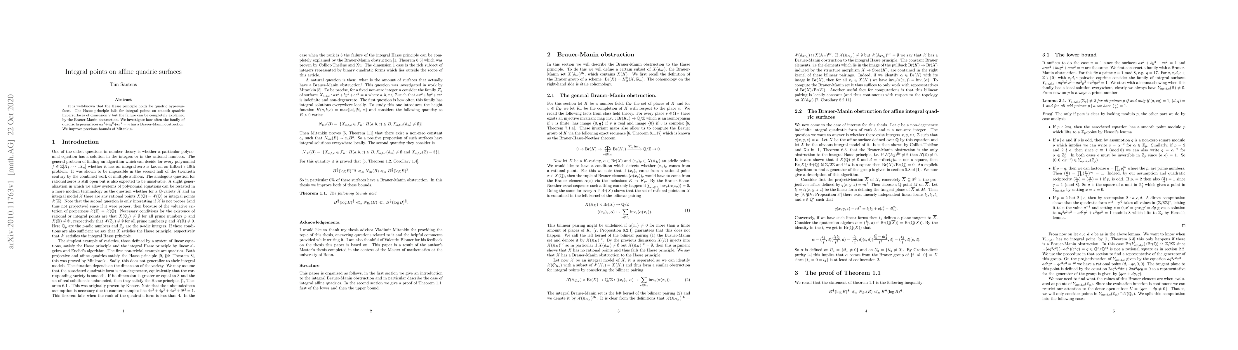 Thumbnail for Integral points on affine quadric surfaces