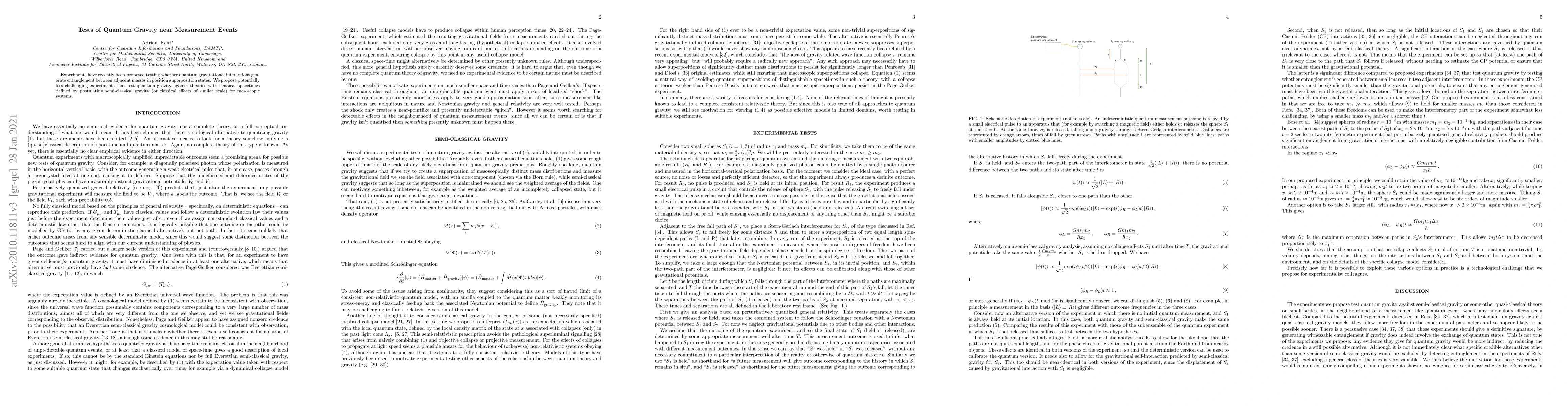 Thumbnail for Tests of Quantum Gravity near Measurement Events