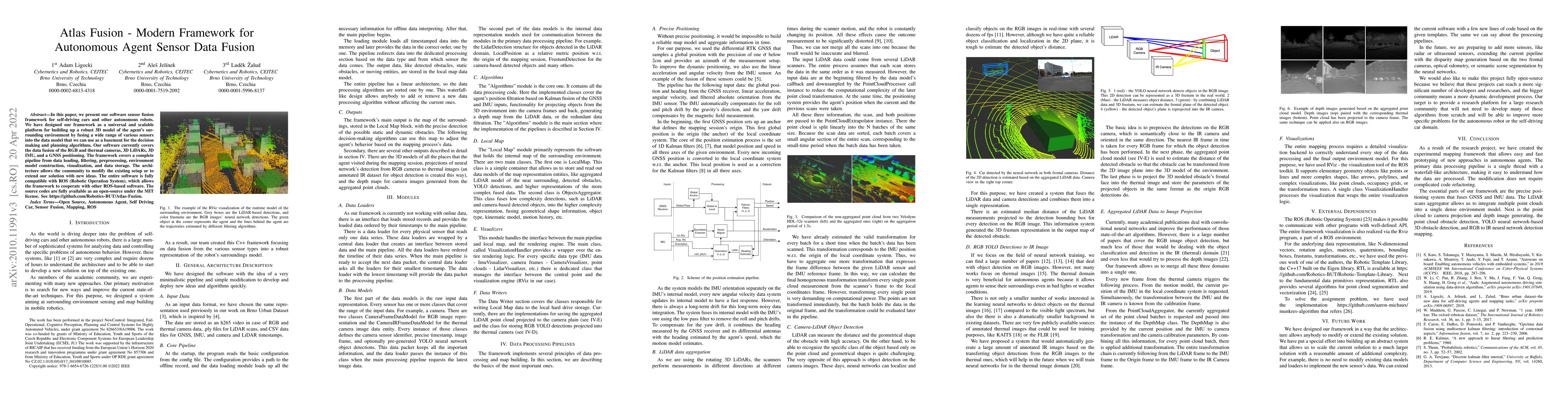 Thumbnail for Atlas Fusion -- Modern Framework for Autonomous Agent Sensor Data Fusion