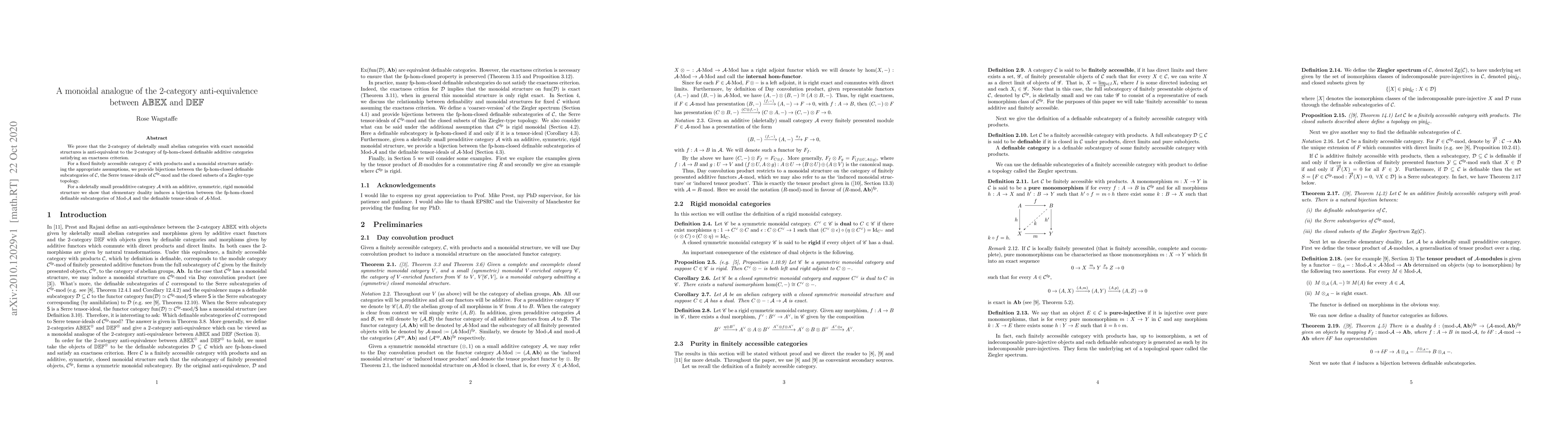Thumbnail for A monoidal analogue of the 2-category anti-equivalence between ABEX and
  DEF