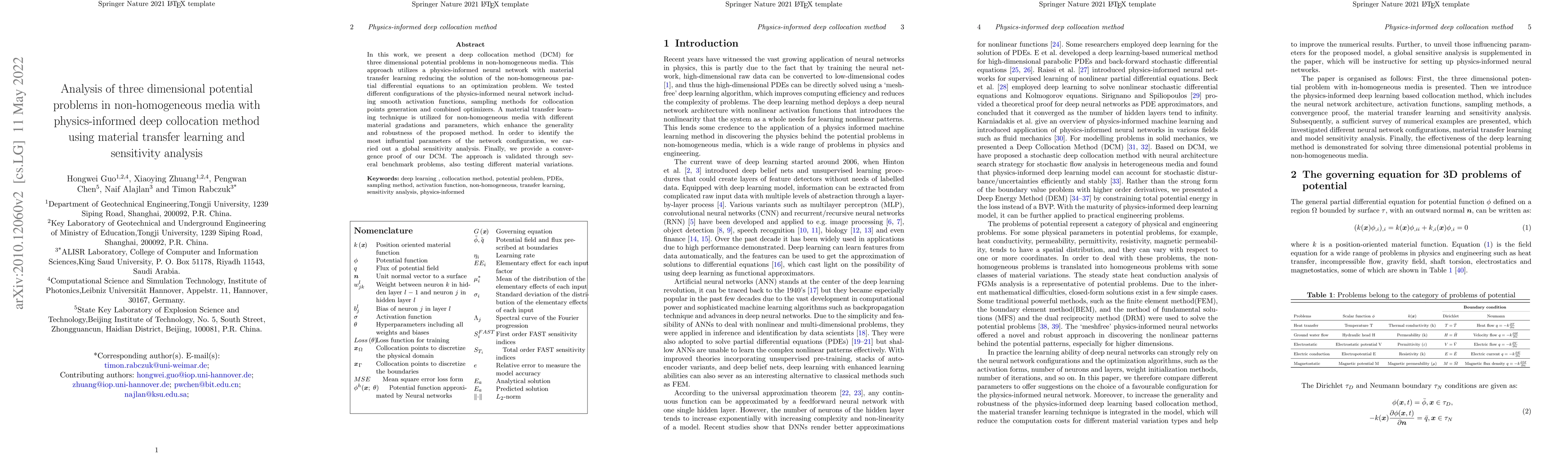 Thumbnail for Analysis of three dimensional potential problems in non-homogeneous
  media with physics-informed deep collocation method using material transfer
  learning and sensitivity analysis