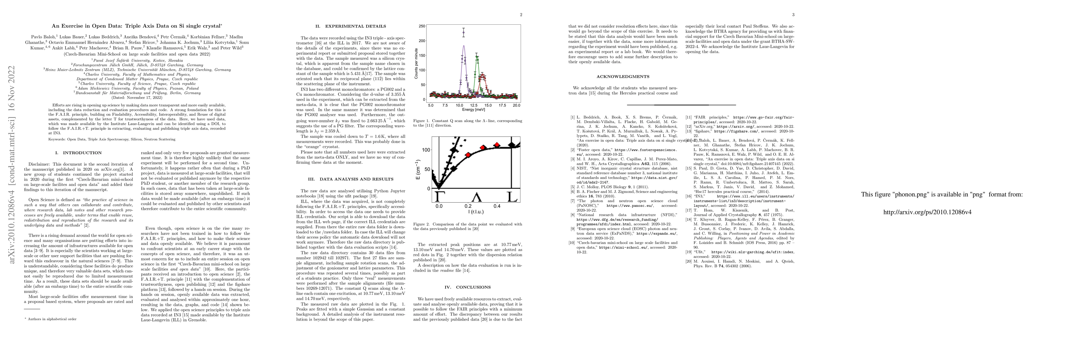 Thumbnail for An Exercise in Open Data: Triple Axis Data on Si single crystal
