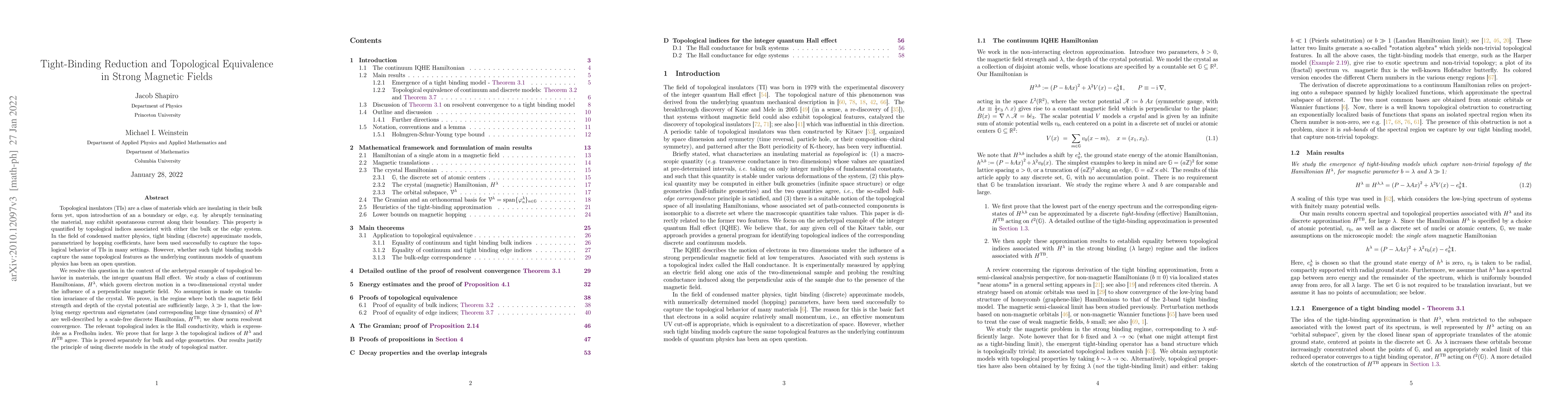 Thumbnail for Tight-Binding Reduction and Topological Equivalence in Strong Magnetic
  Fields