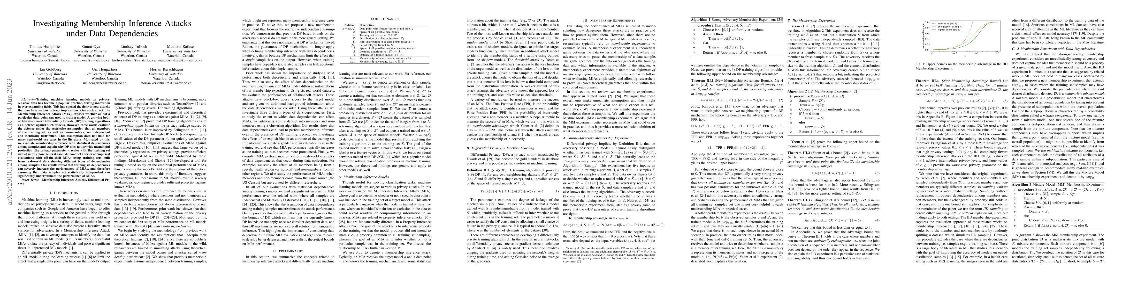 Thumbnail for Investigating Membership Inference Attacks under Data Dependencies