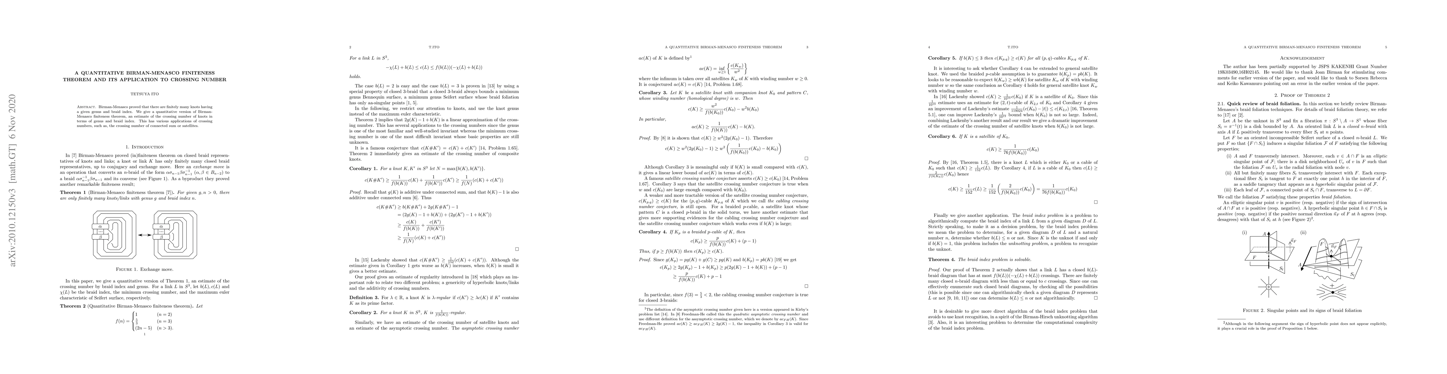 Thumbnail for A quantitative Birman-Menasco finiteness theorem and its application to
  crossing number