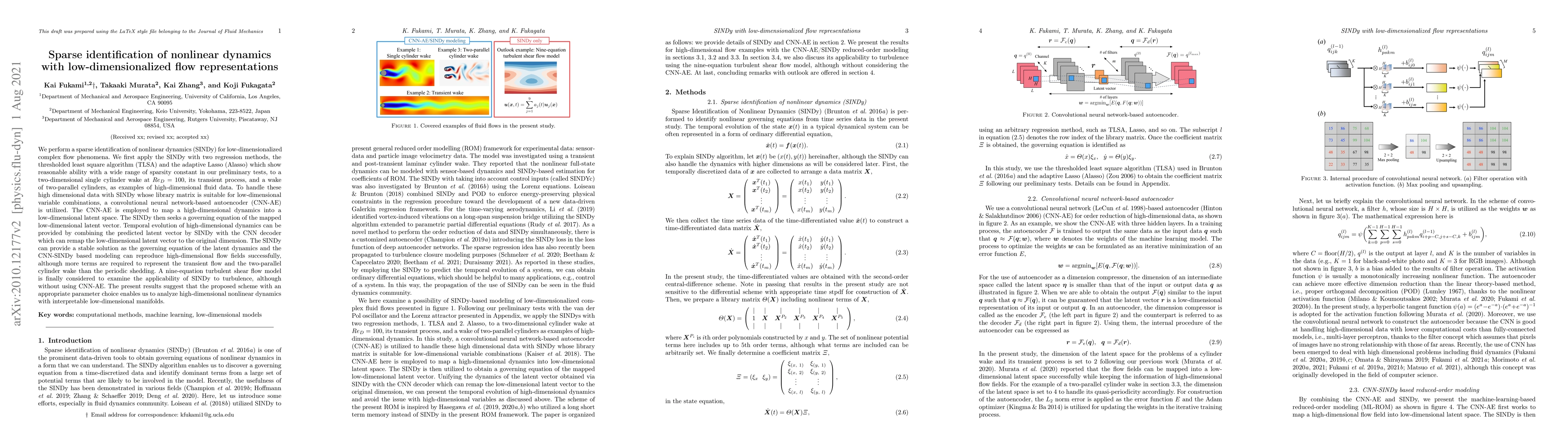 Thumbnail for Sparse identification of nonlinear dynamics with low-dimensionalized
  flow representations