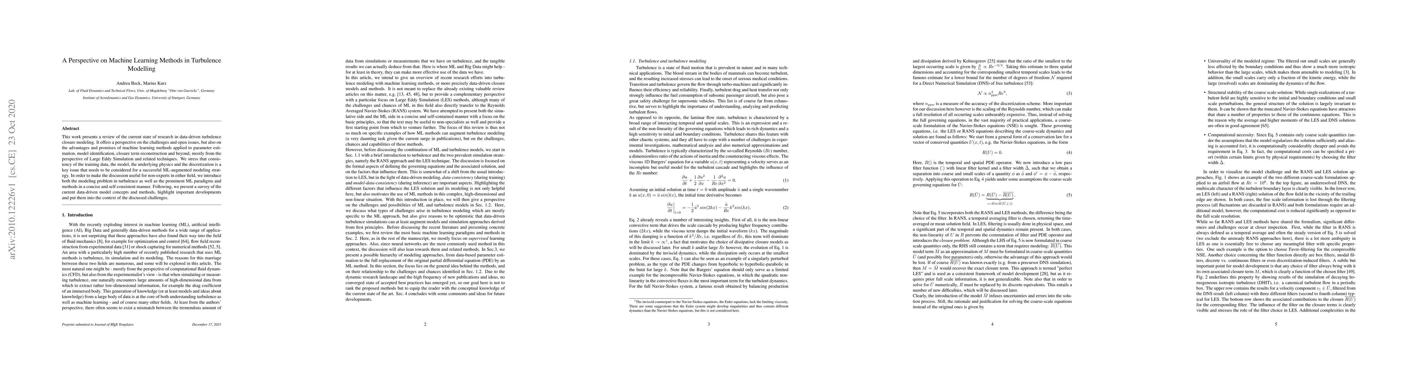 Thumbnail for A Perspective on Machine Learning Methods in Turbulence Modelling