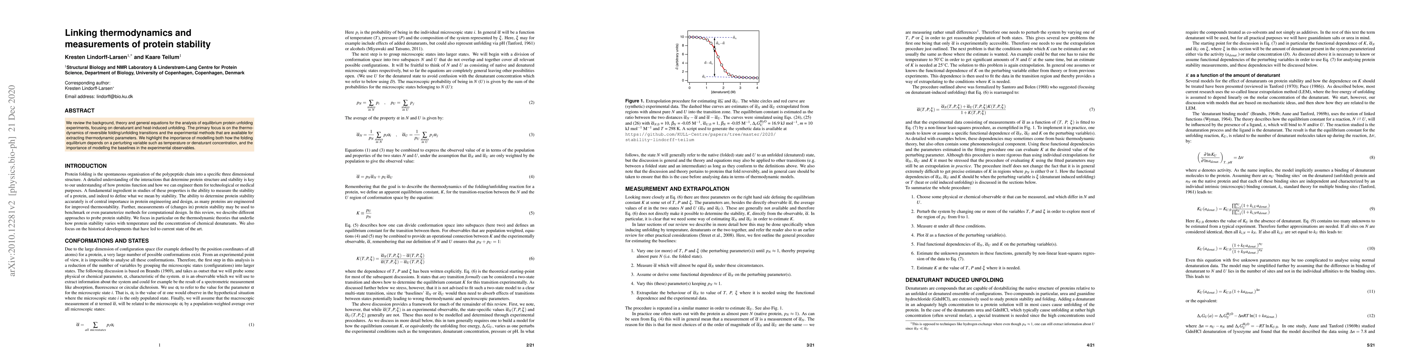 Thumbnail for Linking thermodynamics and measurements of protein stability