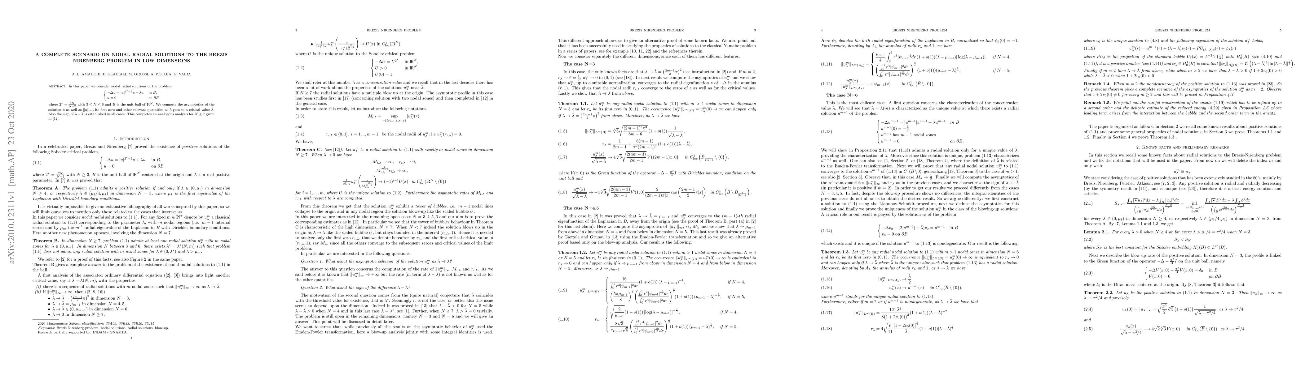 Thumbnail for A complete scenario on nodal radial solutions to the Brezis Nirenberg
  problem in low dimensions