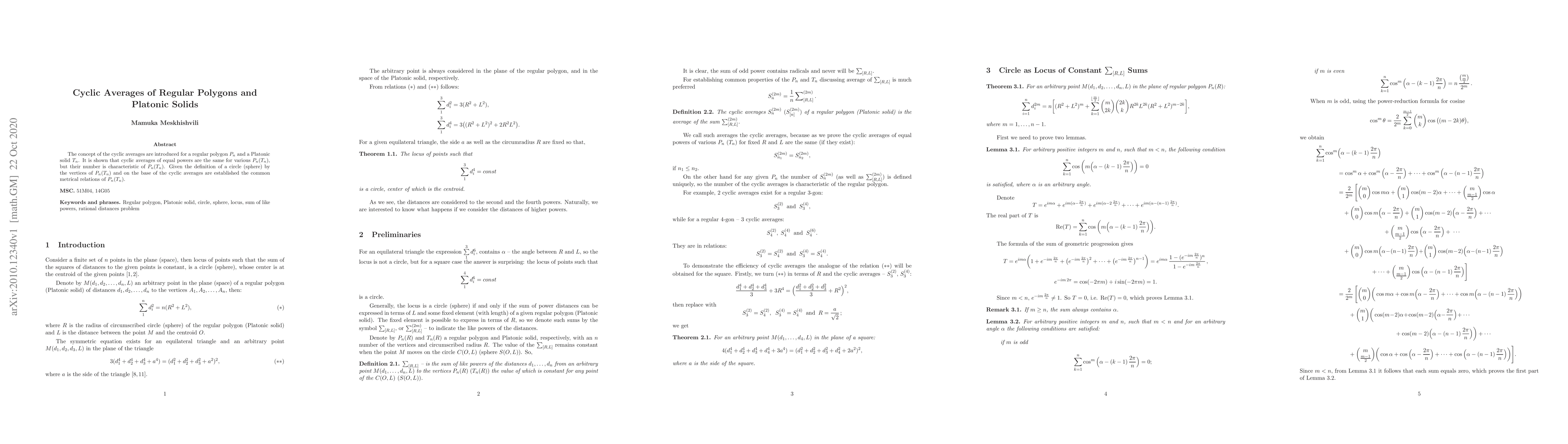 Thumbnail for Cyclic Averages of Regular Polygons and Platonic Solids
