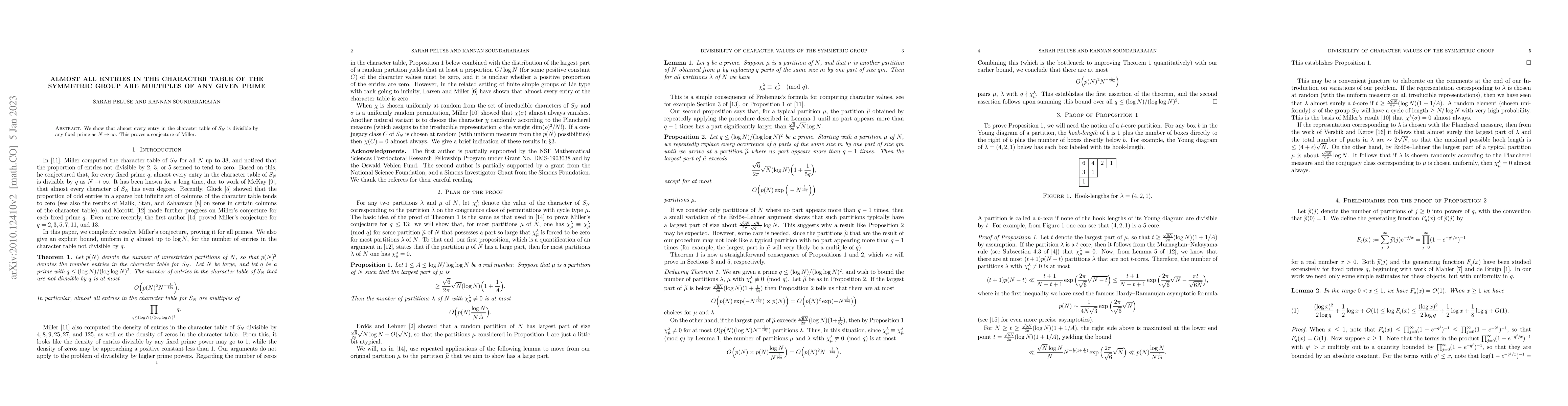 Thumbnail for Almost all entries in the character table of the symmetric group are
  multiples of any given prime