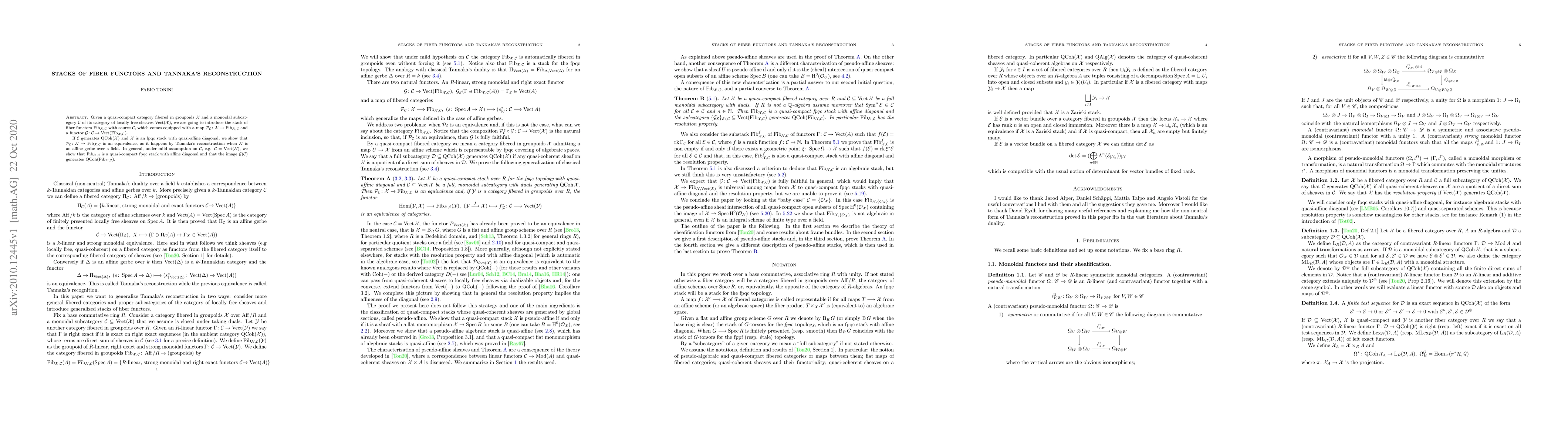Thumbnail for Stacks of fiber functors and Tannaka's reconstruction