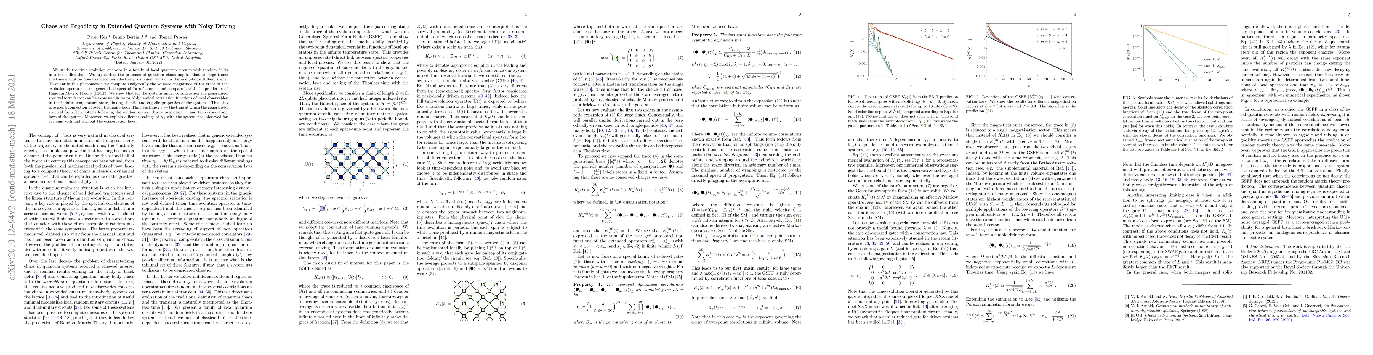 Thumbnail for Chaos and Ergodicity in Extended Quantum Systems with Noisy Driving