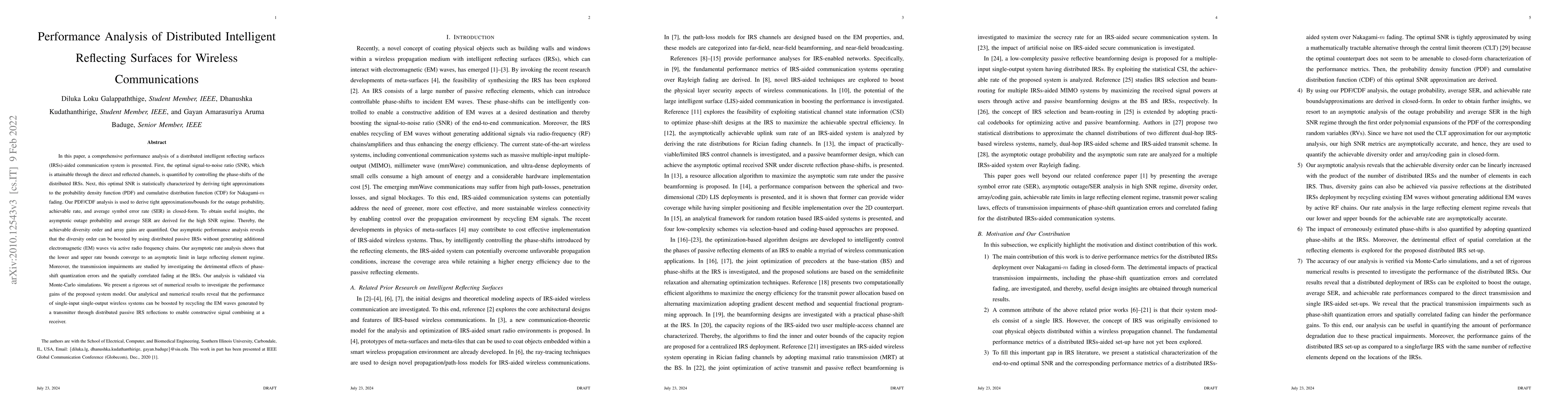 Thumbnail for Performance Analysis of Distributed Intelligent Reflective Surfaces for
  Wireless Communications