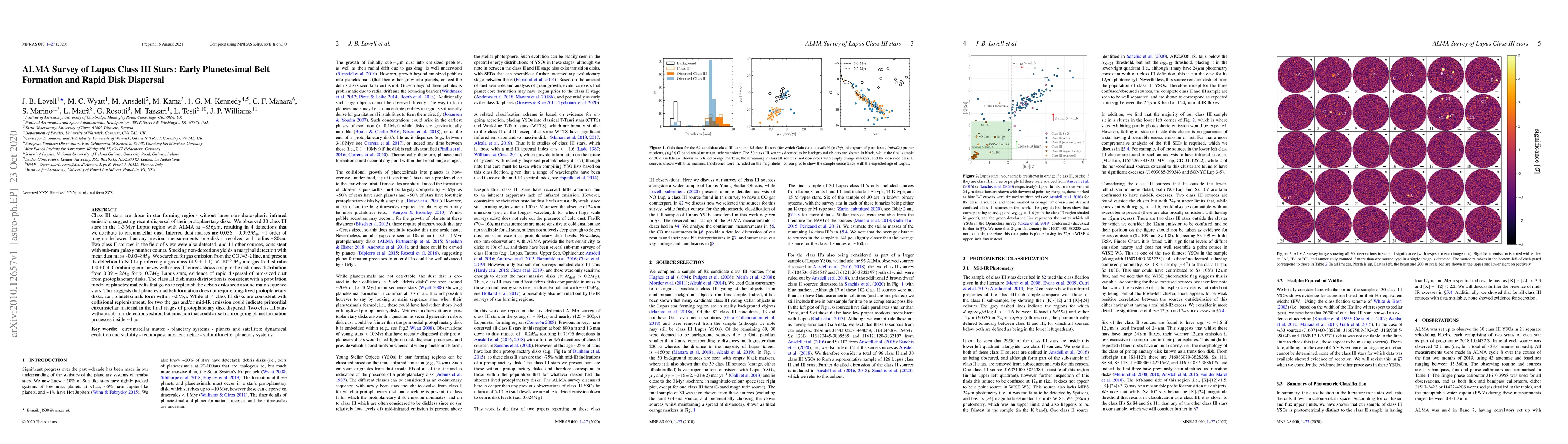 Thumbnail for ALMA Survey of Lupus Class III Stars: Early Planetesimal Belt Formation
  and Rapid Disk Dispersal