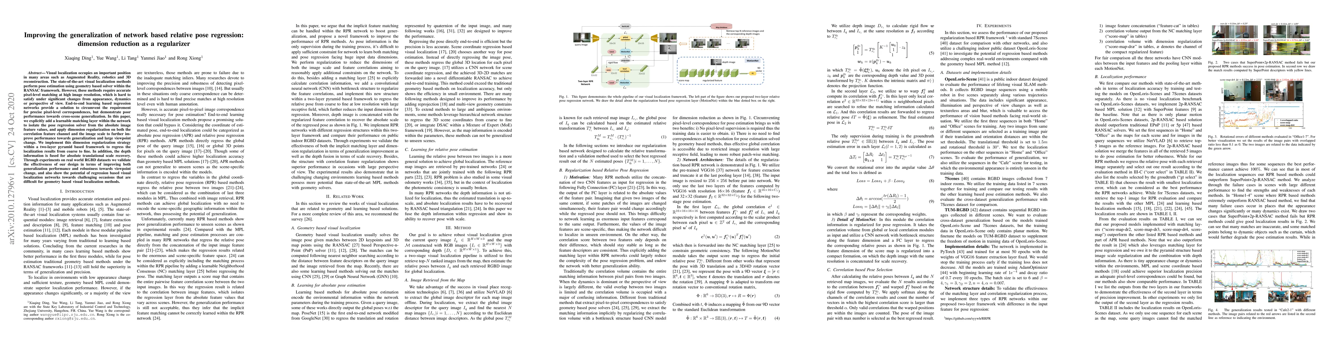 Thumbnail for Improving the generalization of network based relative pose regression:
  dimension reduction as a regularizer