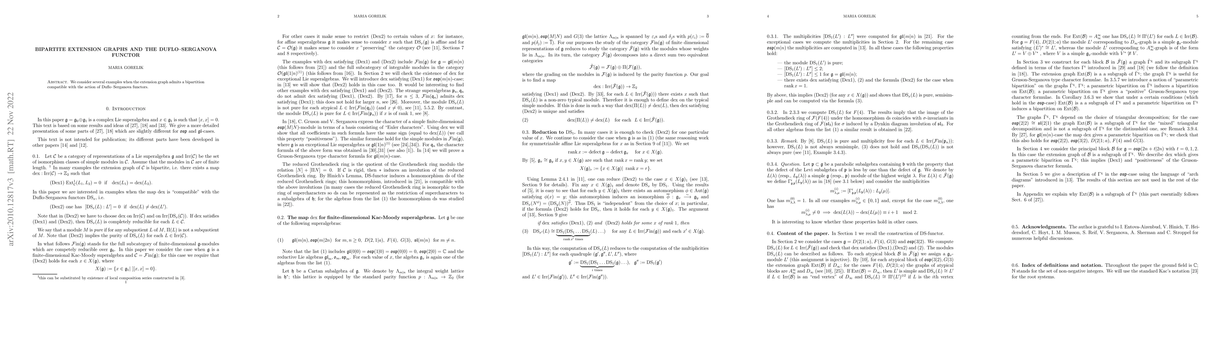Thumbnail for Bipartite extension graphs and the Duflo--Serganova functor