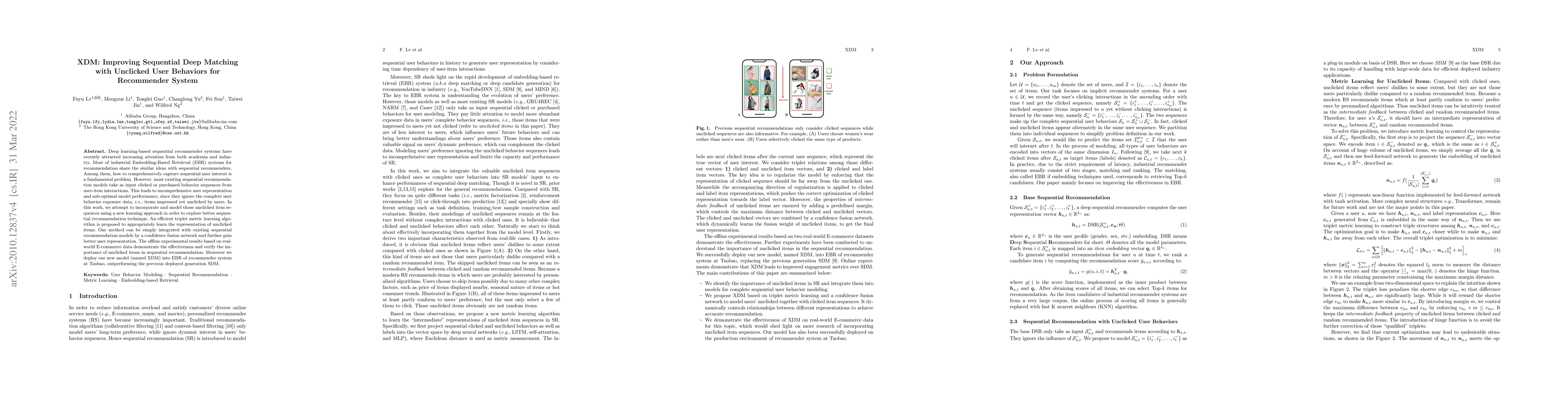 Thumbnail for XDM: Improving Sequential Deep Matching with Unclicked User Behaviors
  for Recommender System