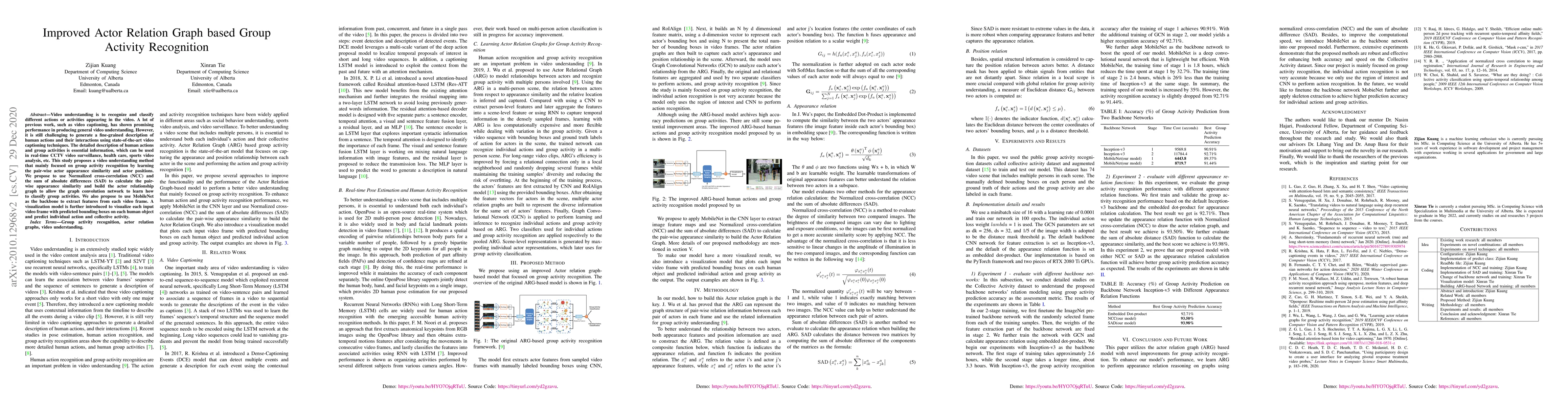Thumbnail for Improved Actor Relation Graph based Group Activity Recognition