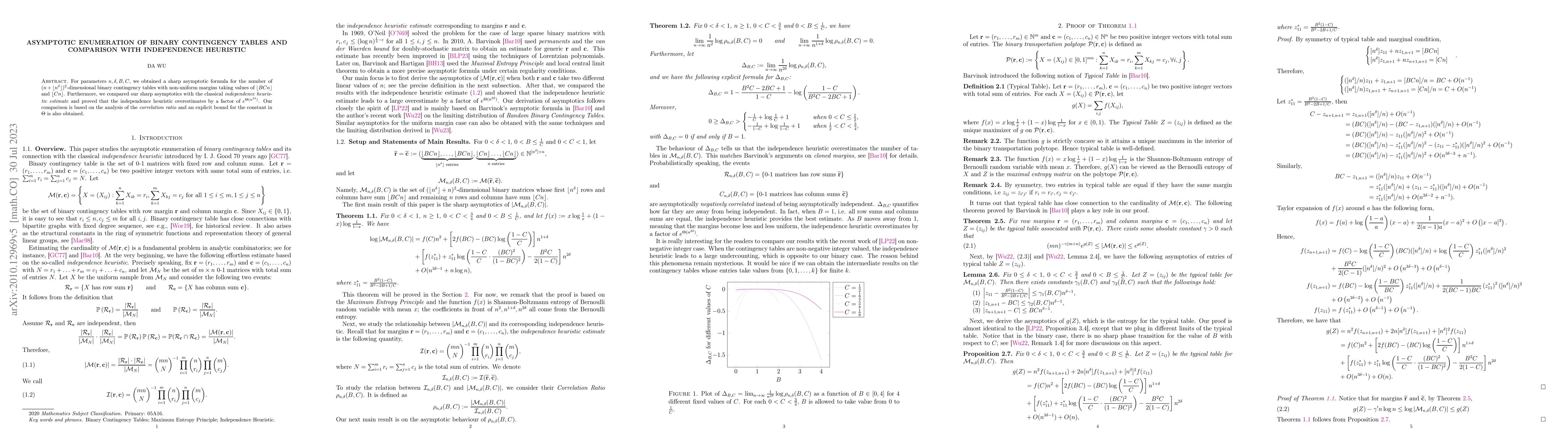Thumbnail for Asymptotic Enumeration of Binary Contingency Tables and Comparison with
  Independence Heuristic