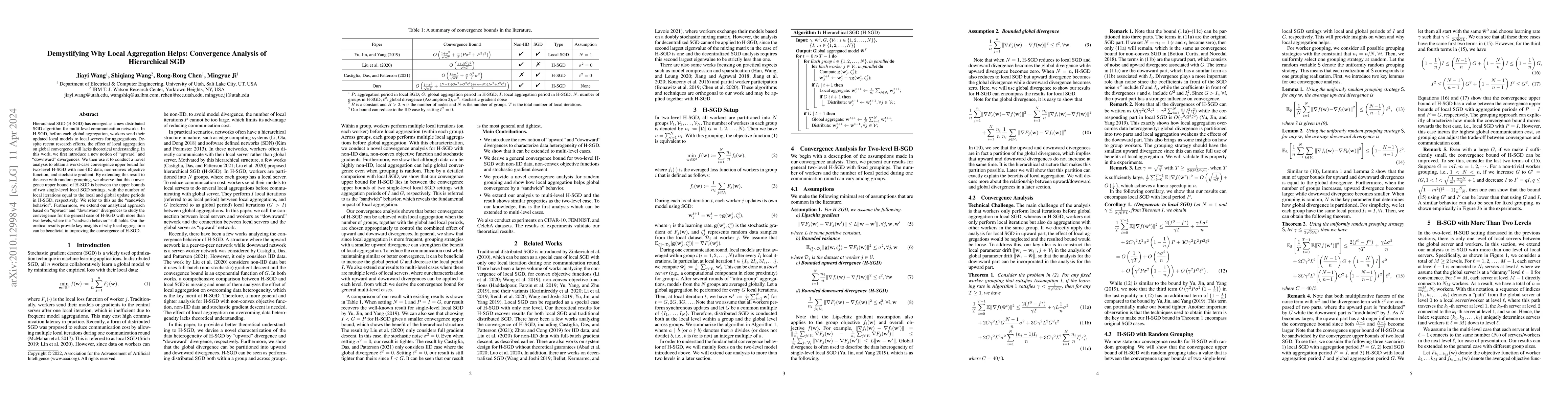 Thumbnail for Demystifying Why Local Aggregation Helps: Convergence Analysis of
  Hierarchical SGD