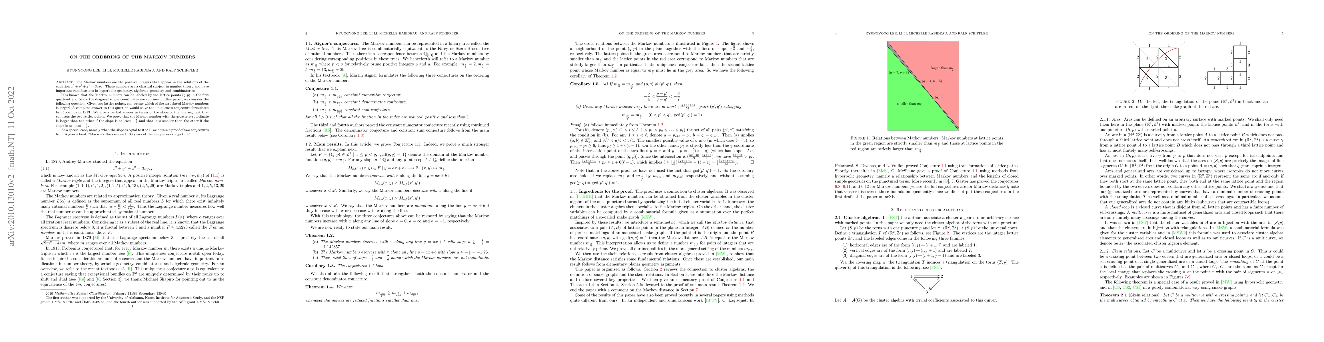 Thumbnail for On the ordering of the Markov numbers