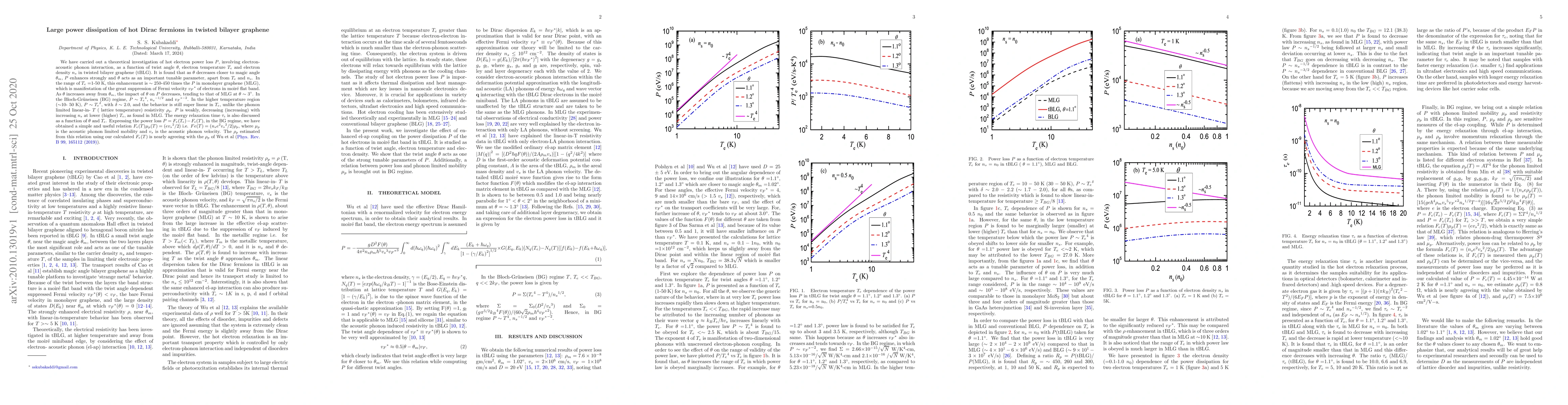 Thumbnail for Large power dissipation of hot Dirac fermions in twisted bilayer
  graphene