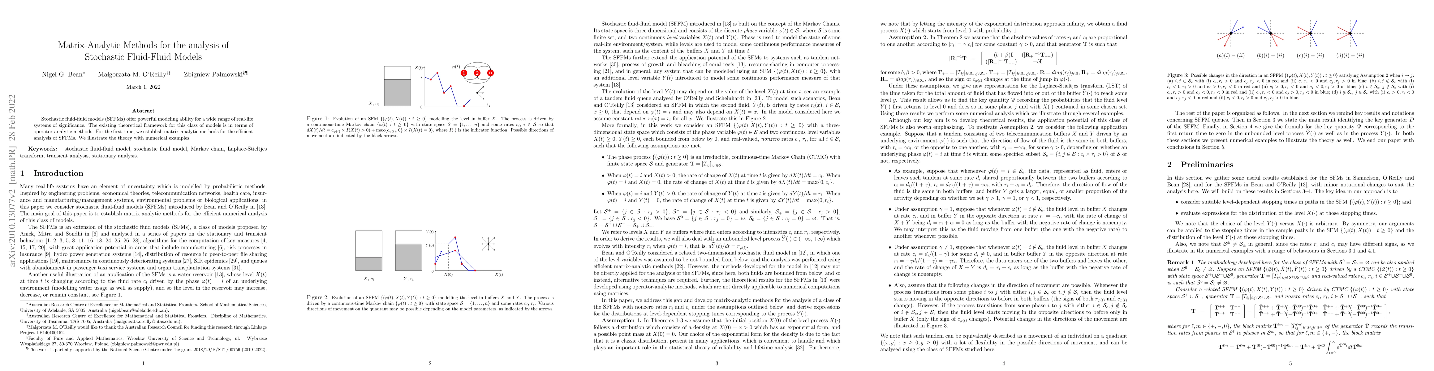 Thumbnail for Matrix-Analytic Methods for the analysis of Stochastic Fluid-Fluid
  Models