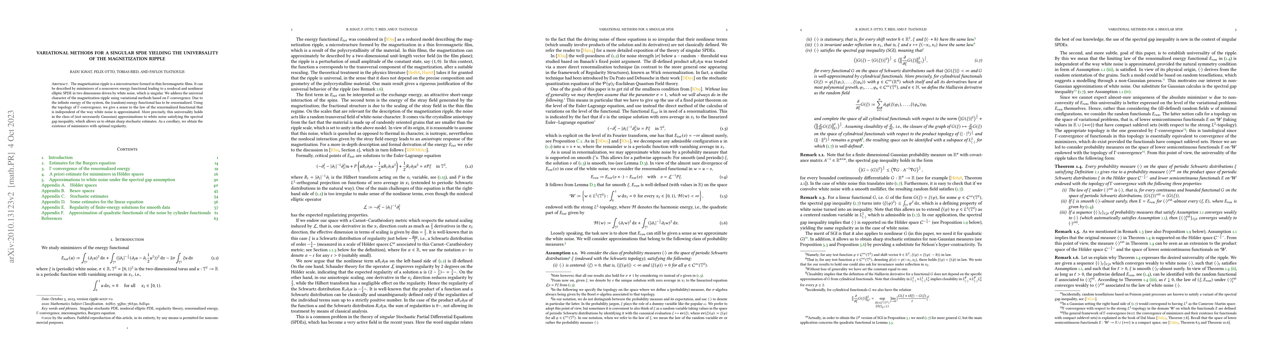 Thumbnail for Variational methods for a singular SPDE yielding the universality of the
  magnetization ripple