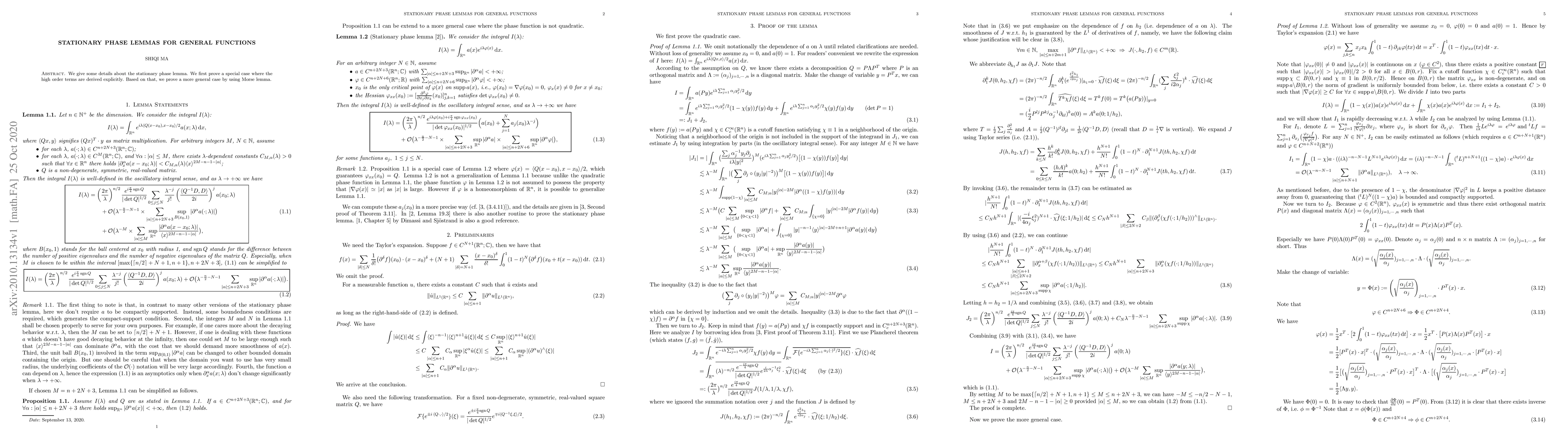 Thumbnail for Stationary phase lemmas for general functions