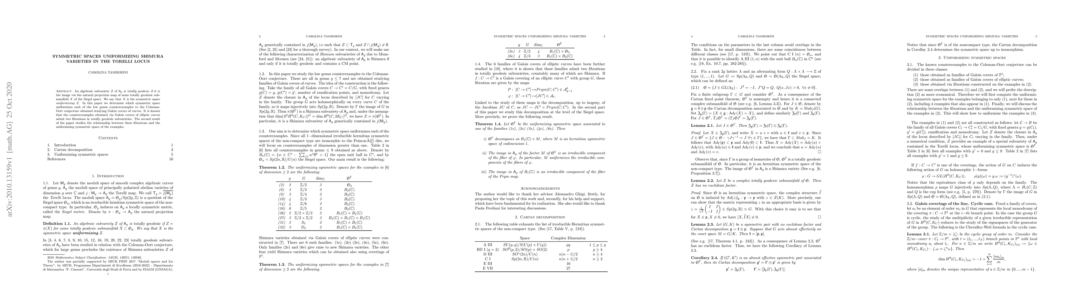 Thumbnail for Symmetric spaces uniformizing Shimura varieties in the Torelli locus