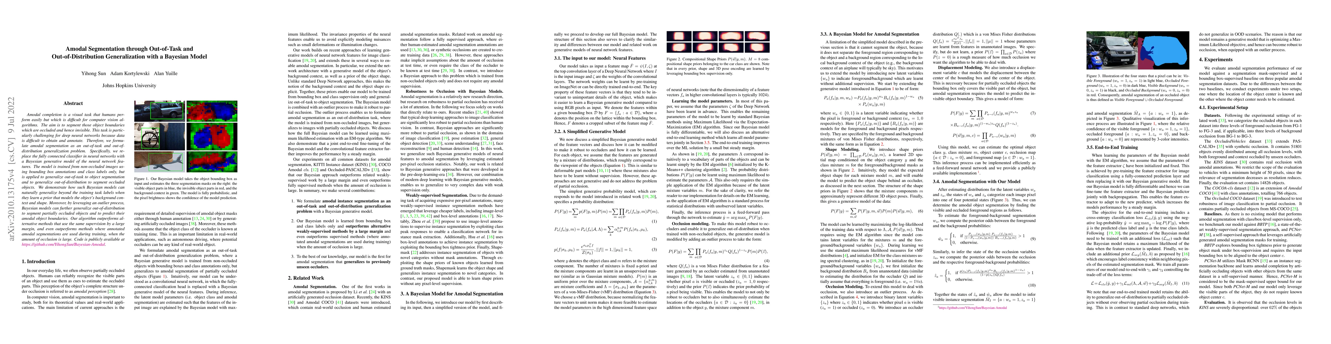 Thumbnail for Amodal Segmentation through Out-of-Task and Out-of-Distribution
  Generalization with a Bayesian Model