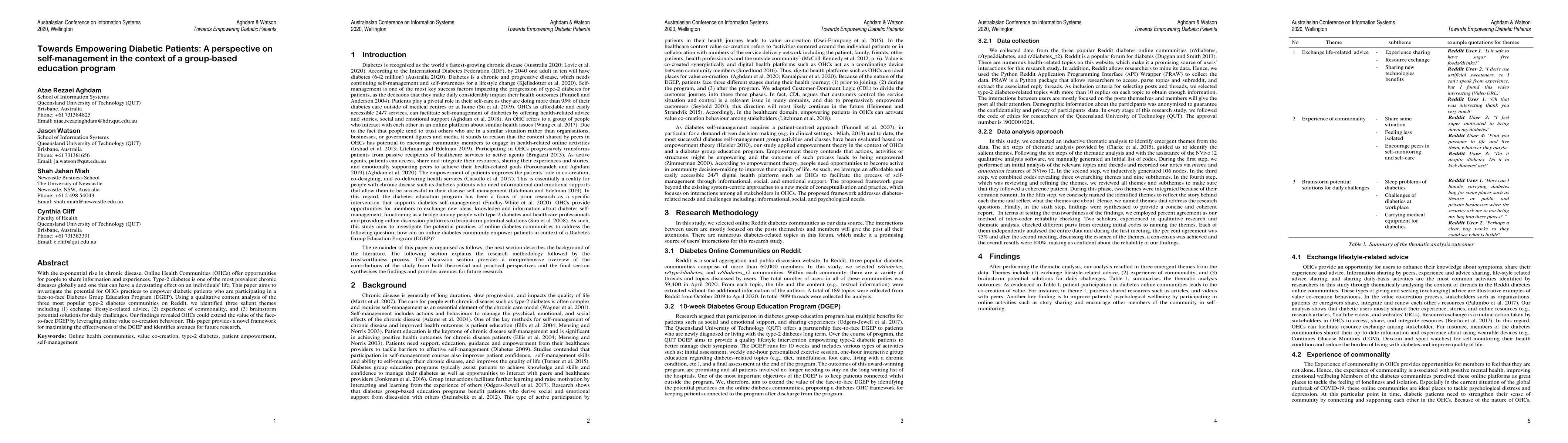 Thumbnail for Towards Empowering Diabetic Patients: A perspective on self-management
  in the context of a group-based education program