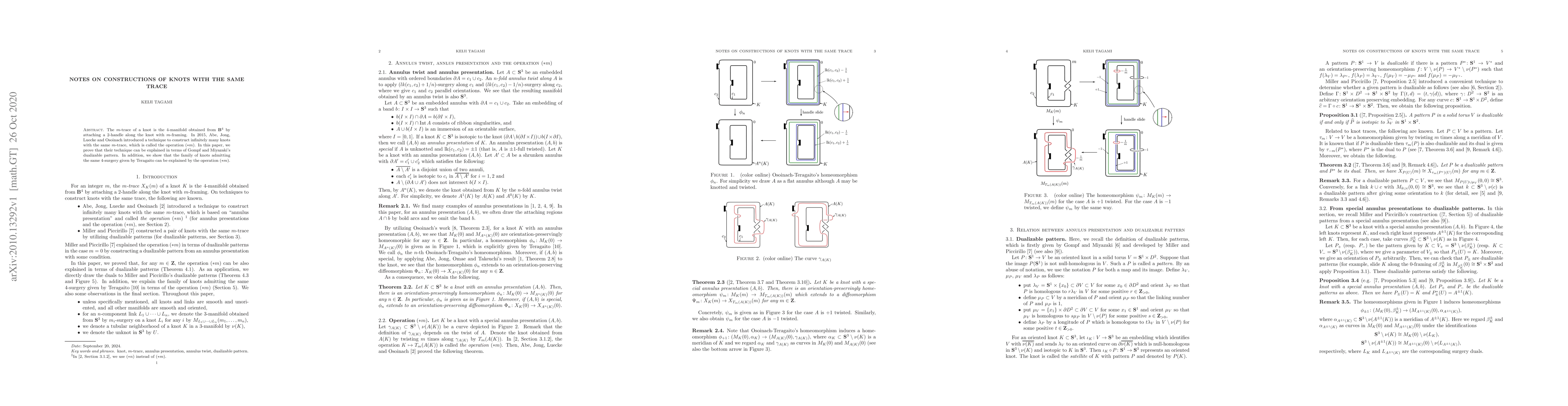 Thumbnail for Notes on constructions of knots with the same trace