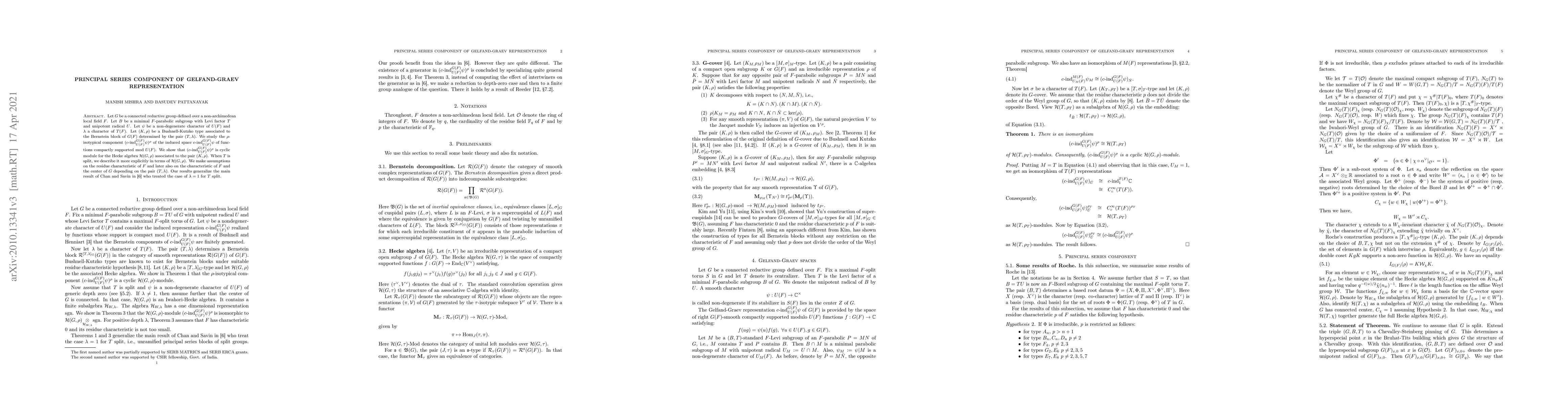 Thumbnail for Principal series component of Gelfand-Graev representation