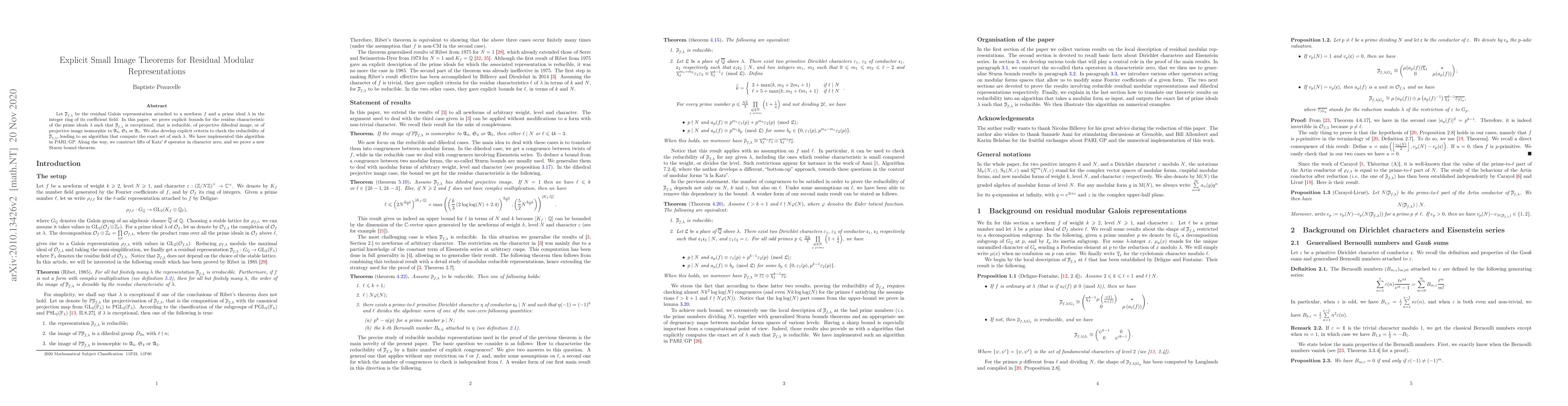 Thumbnail for Explicit Small Image Theorems for Residual Modular Representations