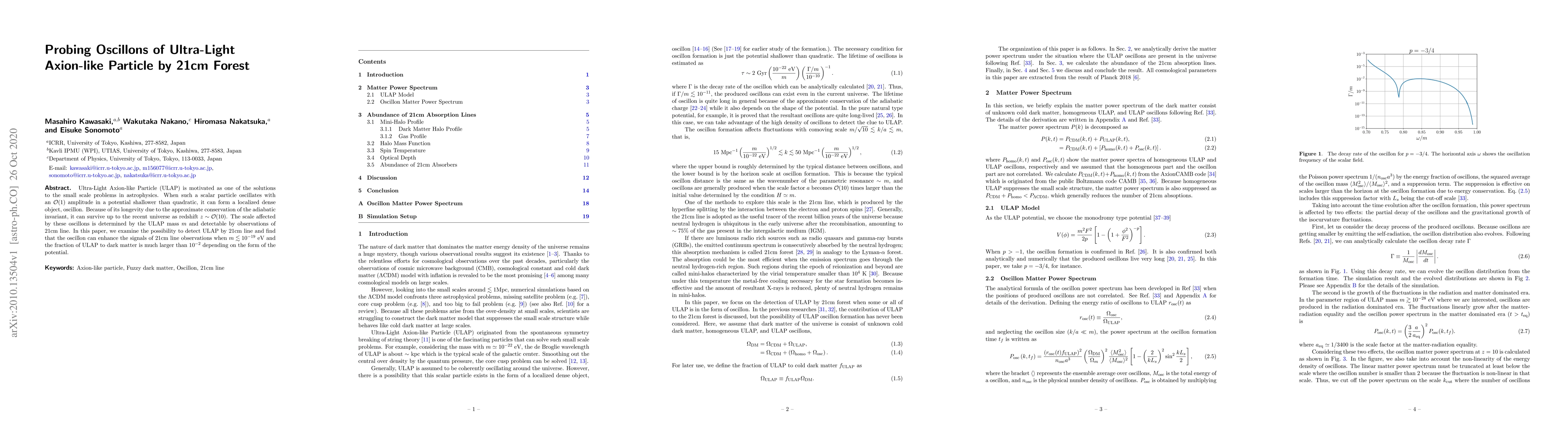 Thumbnail for Probing Oscillons of Ultra-Light Axion-like Particle by 21cm Forest