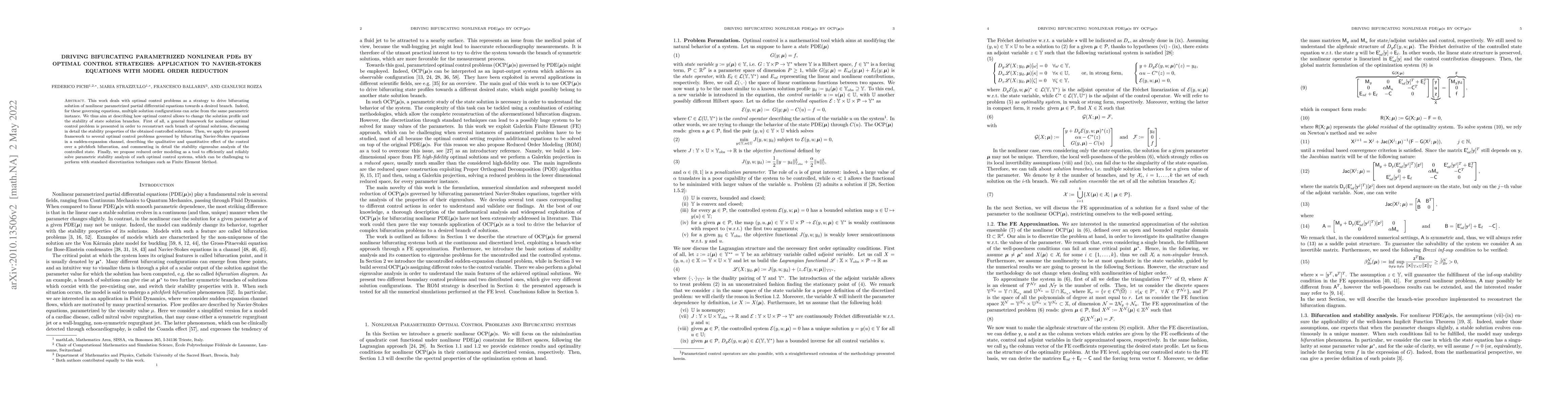 Thumbnail for Driving bifurcating parametrized nonlinear PDEs by optimal control
  strategies: application to Navier-Stokes equations with model order reduction