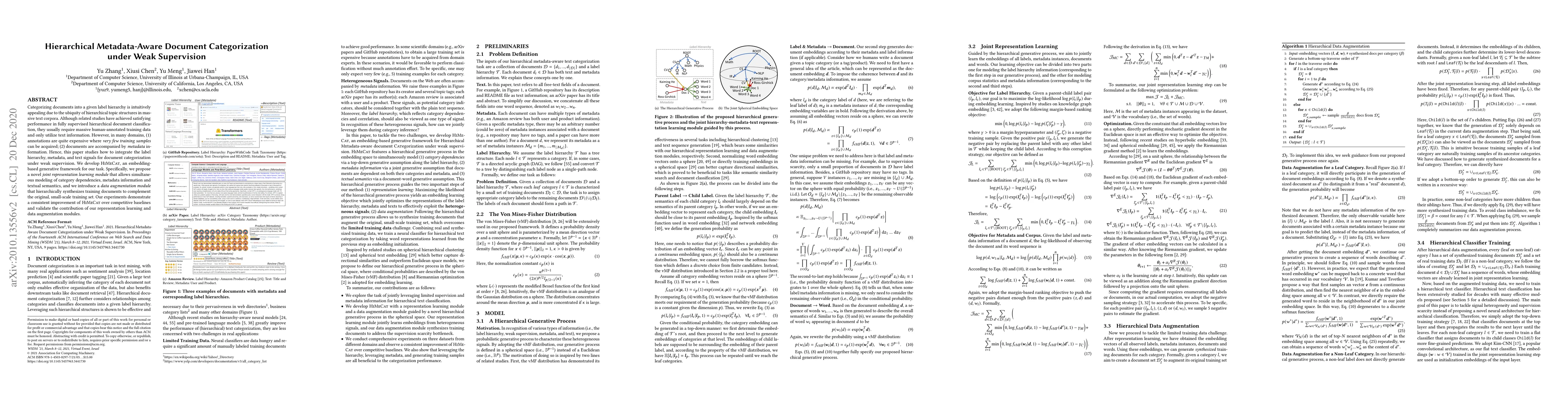 Thumbnail for Hierarchical Metadata-Aware Document Categorization under Weak
  Supervision