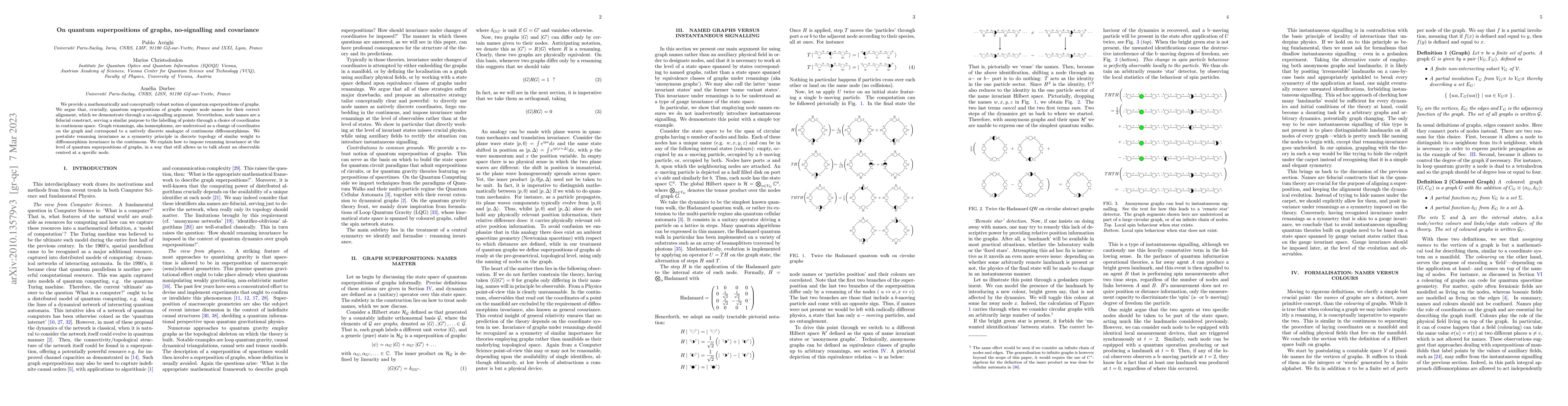 Thumbnail for On quantum superpositions of graphs, no-signalling and covariance
